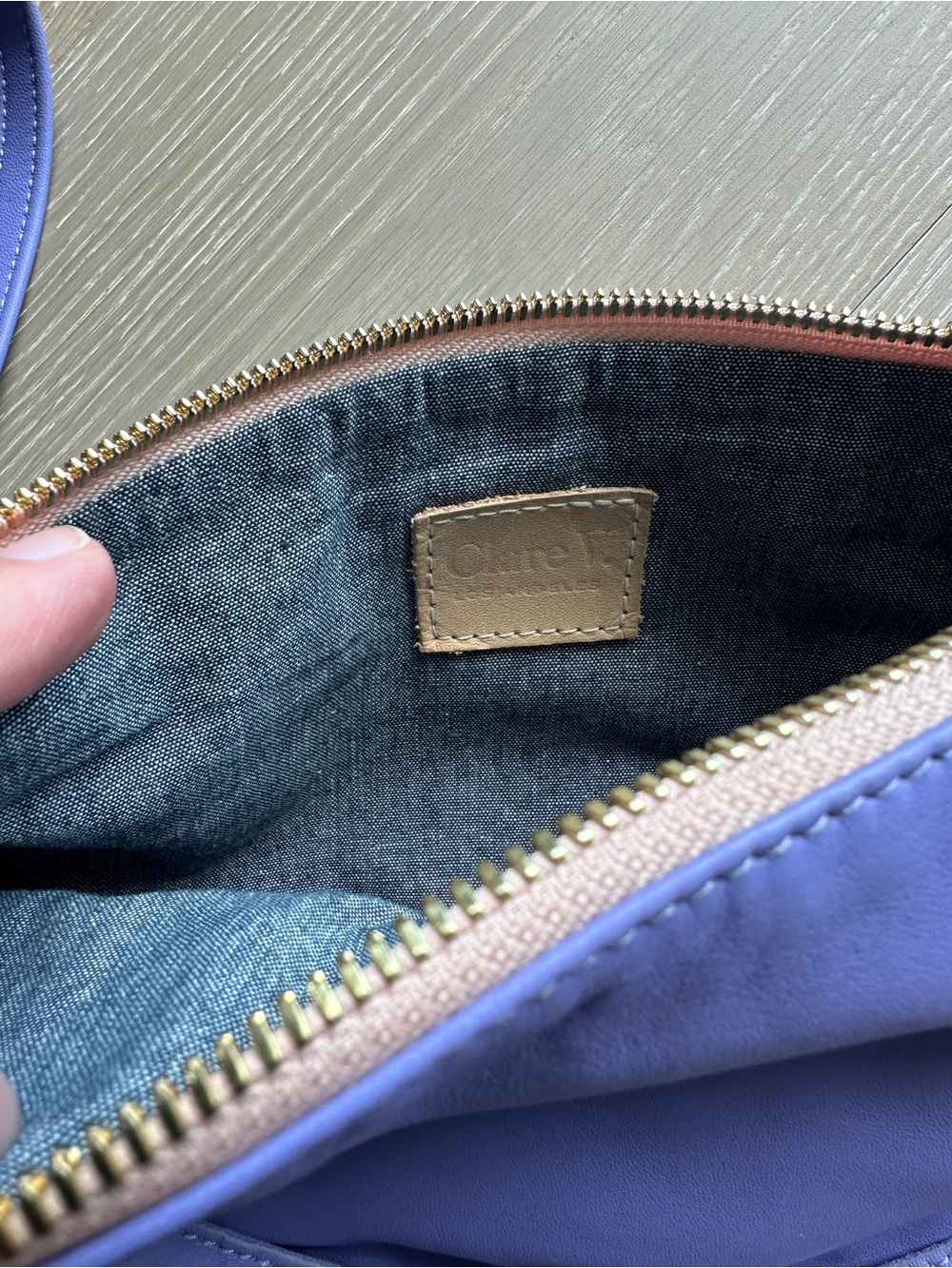 Clare V petite moyen bag  in Periwinkle Blue - Picture 6 of 7